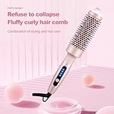 Thermal Brush 38mm, 2 in 1 Hot Hair Brush, Double Voltage Heated Round Hair Straightener with 140°C-200°C, Hot Hair Curling Ceramic Tourmaline Travel Brushs, Pink - Image 2