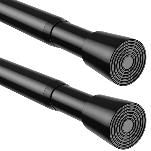 BSYXLSX 2 Stück Vorhangstange Ohne Bohren – Schwarz 70-120 cm, Ø 22 mm-Verstellbare Teleskopstange zum Klemmen für Vorhänge, Duschvorhang und Garderobe