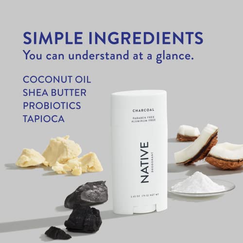 Native Deodorant | Natural Deodorant For Women And Men, Aluminum Free With Baking Soda, Probiotics, Coconut Oil And Shea Butter | Charcoal #TOP1