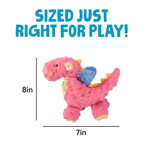 goDog Hundespielzeug Drache mit Kauschutz-Technologie, Plüsch, robust, klein, Korallenfarben, Small