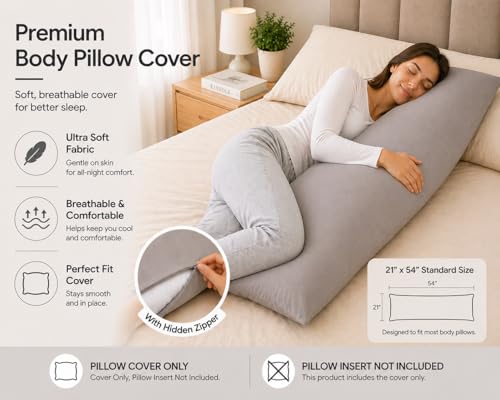Evolive Ultra Soft Microfiber Body Pillow Cover/Pillowcases 21"x54" with Hidden Zipper Closure (Silver Grey) by EVOLIVE - Used condition - Image 4