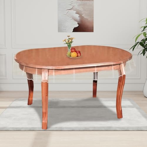 Heidouse Mantel de plástico Transparente, un paño de Mesa de Cubierta de Mesa PVC de 60x90 Pulgadas, Tela de Ovalada Impermeable y a Prueba de Aceite para el hogar, Comedor