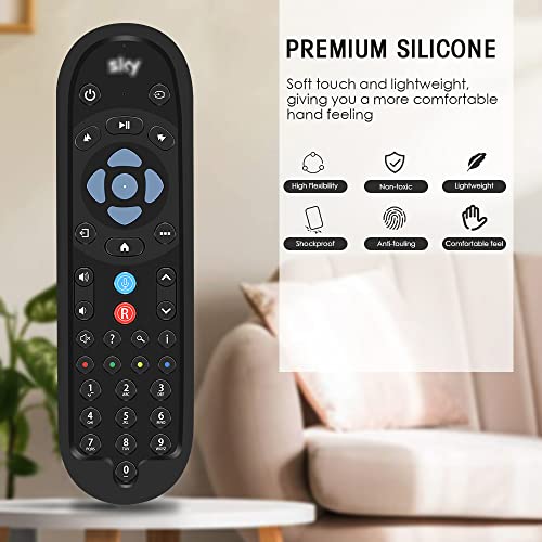 Custodia in Silicone Compatibile con Sky Q Telecomando EC202 / EC201 Smart TV Vocale Telecomando Guscio per Sky Q Voice Remote Protettiva Cover Anti-Scivolo Anti-Graffio Cassa Copertura (Nero)