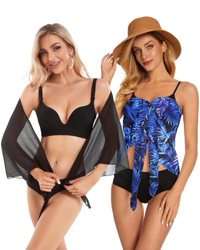 Image of CHICGAL 2 Pieces Women Beach Sarong Bathing Suit Wrap Skirt Sheer Bikini Swimsuit Cover Ups for Swimwear