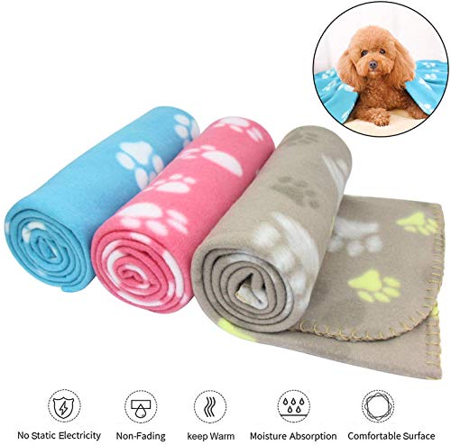YIQI Haustierdecke für Hund/Katze, weich, Schondecke, Winterdecke, Hundedecke Fleece, Katzendecke Tierdecke Liegedecke Pfötchen Matte Farbe zufällig (60 x 70 cm)