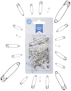 55 Safety Pins, Assorted Sizes, Stainless Steel Pin Kit, 55mm, 45mm, 37mm, 30mm, 18, Perfect for Securing Clothing, DIY Jewellery, Pinning & Hemming, Dressmaking and Sewing