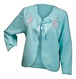 Slenderella Damen-Bettjacke aus weichem Polar-Fleece, mit Schleife, bestickte Details, Hausmantel Gr. 44/46 DE, mintgrün