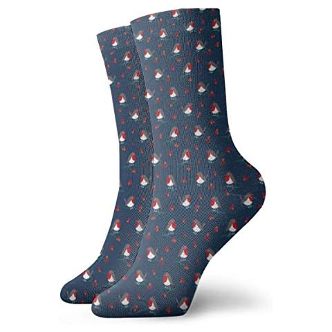 Christmas Robin On Navy Socks Athletic Crew Socks Running Sport Tube Sock Soccer Sock for Men Women 30CM Cover
