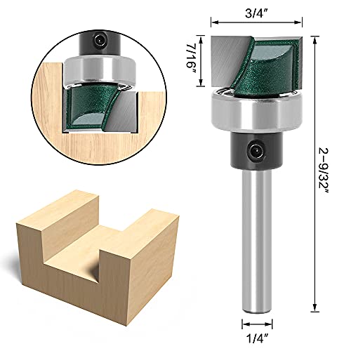 Wolfride Hinge Mortise Router Bit 1/4-Inch Shank Hinge Template Router Bit Bottom Cleaning Router Bit #TOP1