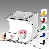 CAJA DE LUZ: la caja de fotos del estudio está hecha de acrílico y PVC blanco, hay dos ventanas que le permiten fotografiar los objetos horizontal y verticalmente a través de la ventana principal en frente y la ventana en la parte superior, esta caja de estudio fotográfico es plegable y puedes traerlo a cualquier parte