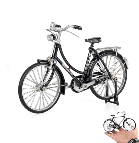 FANXIYA Miniatur Fahrrad Modell 1:10 Vintage Metall Deko, Retro Modellfahrrad Spielzeug & Geschenk für Kinder und Fahrradliebhaber (Schwarz-Damen)