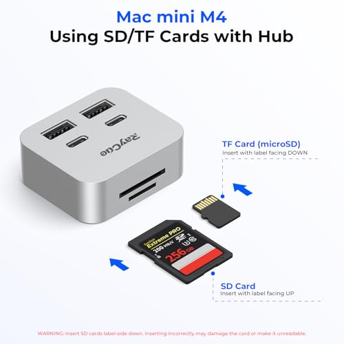 Image of RayCue MiniPack Expansion Dock for Mac mini M4 | 6-Port USB-C Hub with Dual 10Gbps Adapters, 2 * 10G USB-C / 2 * 10G USB-A /SD TF 3.0 Card Reader | High-Speed Data Transfer & Multi-Device Connectivity