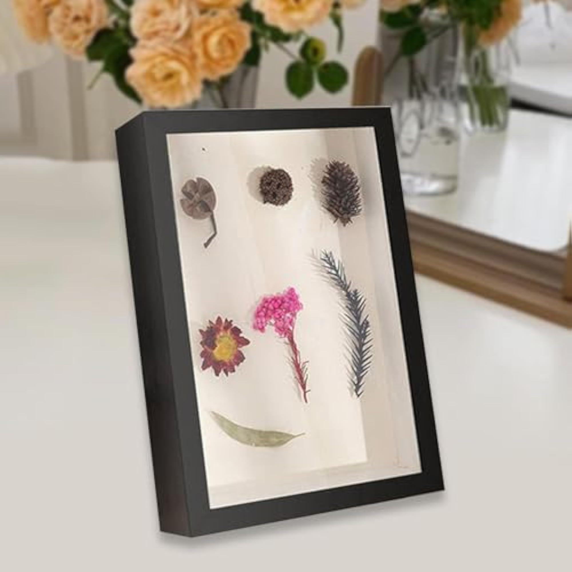 Shadow Box Frame for Dried Flowers, Black