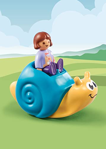 Playmobil 1.2.3 71322 Enfant avec Escargot à Bascule 1.2.3 - pour Les Tout-Petits 18-36 Mois - Mes Premiers Apprendre en s'amusant