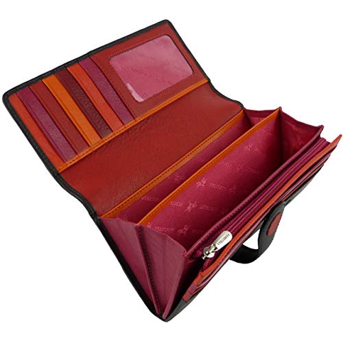 Visconti Women's Leather Polka Flap Over Purse/Wallet By Gift Box Coin Onesize Very Berry #TOP18