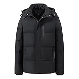 [AAAZM] ダウンジャケット メンズ フード付き 取り外し スタンダード丈 ダウンコート ブラック L 90%ダウン アウター 上品 軽量 暖かい 30代 40代 50代 男性着 秋冬 暖かい 防寒 防風 厚手 メンズコート おしゃれ カジュアル ビジネス 通勤着 冬服 冬物 [並行輸入品]