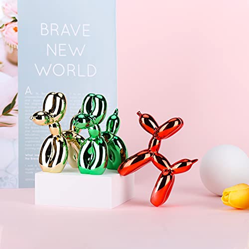 Orenm Shiny Balloon Dog Statue, Animal Dog Figurine, Resin Cute Plating Shiny Balloon Dog Sculpture,Modern Desktop Decoration Dog Statue Balloon Animal Art Sculpture #TOP3