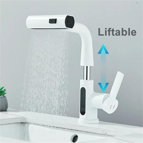 Evitez les brûlures avec ce robinet de lavabo à affichage de température blanc - 5