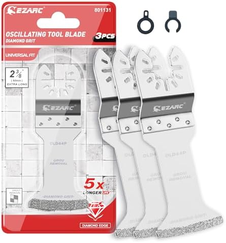 EZARC 3-Piece Diamond Multitool Saw Blades with Extra Long Reach for Tiles, Mortar, Grout, Multifunctional Tool Accessories