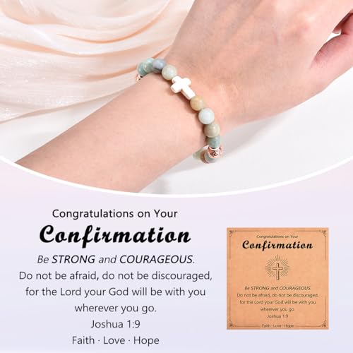 Image of Leyung Christian Gifts for Women, Religious Rosary Cross Bracelet, Easter Basket Stuffers Baptism Confirmation First Holy Communion Christmas Birthday Gifts for Teen Girls