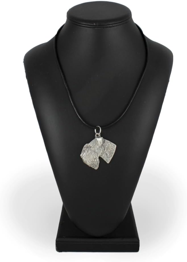 Art-Dog Silver-Plated Dog Pendant on a Leather Strap - Dog Necklace from ArtDog Collection – Silver Dog Necklaces for Men and Women – Dog Breeds Jewelry – Schnauzer III