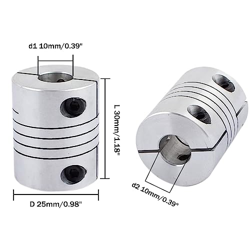 TA-VIGOR Shaft Coupling Flexible Coupler 10mm to 10mm, Motor Joint Connector D25mm x L30mm Aluminum Alloy - Image 2