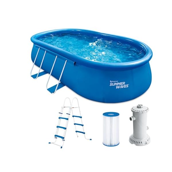 Summer Waves Quick Pool Kit complet piscine gonflable ovale Bleu 549 x 345 x 107 cm