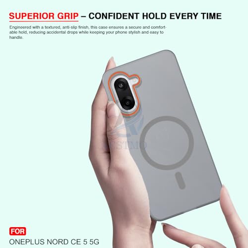 Image of AESTMO OnePlus Nord CE 5 5G Back Cover | Slim Hard Shell | Matte Frosted Hard Back Translucent Back Cover for OnePlus Nord CE 5 5G (Compatible with MagSafe Accessories, Grey)