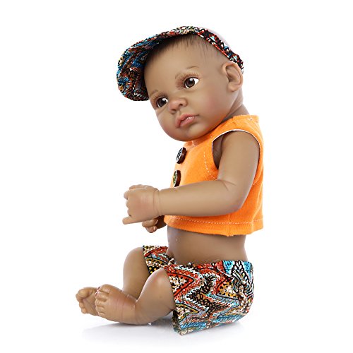 Funny House 10Inch 26Cm Full Body Silicone Soft Vinyl Real Looking Reborn Baby Dolls Lifelike Native American Indian Style Black Skin Boy Newborn Doll #TOP4