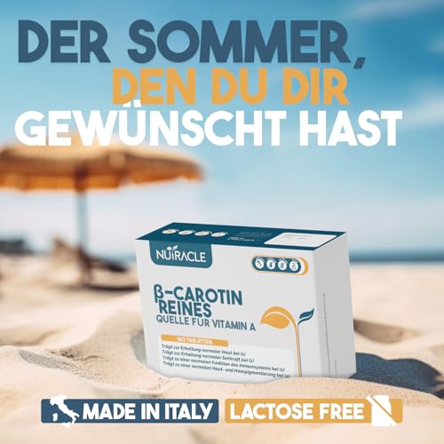 Nutracle Beta Carotin 160 Tabletten | Nahrungsergänzungsmittel mit Beta-Carotin und Kupfer für eine intensive Bräune | Unterstützung für die Sehkraft mit hoher Konzentration an Provitamin A