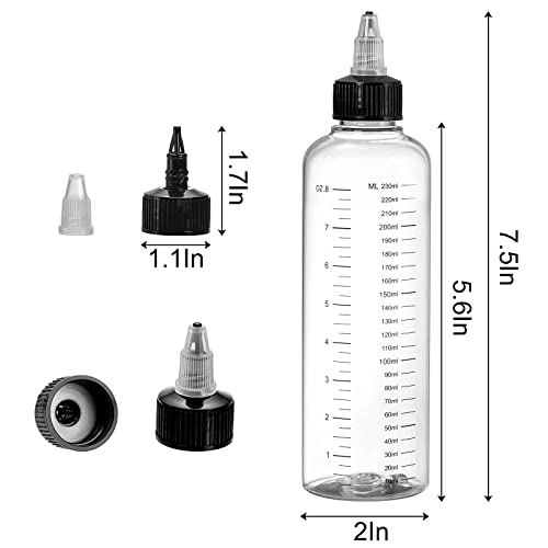 Wuweot 20 Pack 8.5 Oz Graduated Boston Dispensing Bottles, 250Ml Ldpe Plastic Squeeze Bottles, Empty Dropper Water Liquid Bottles With Twist Caps For Paint, Glue, Crafts, Ink, Liquids, Oil #TOP1