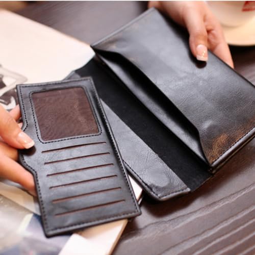 Image of Retro Leather Envelope Women's Phone Card Holder Wallet, Thin Large Capacity Multifunctiona Leather Wallet, Clutch Wallet for Mother's Day Thanksgiving Fashion Gift
