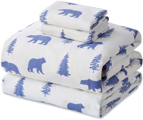 100% Cotton Flannel Sheets, Ultra Soft Cozy Warm Bed Sheets Set for All Season, 16
