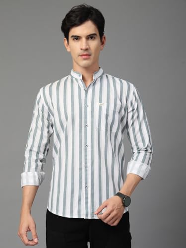Image of Majestic Man Men's Pure Cotton Mandarin Collar Slim Fit Casual Shirt