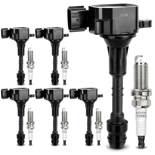 Image of UF349 Ignition Coil &224018H515 Double Iridium Spark Plug Replaces #C1406 | For Nissan Altima Frontier Pathfinder Maxima Murano Xterra Quest NV1500 NV2500 NV3500 /Infiniti I35 QX4 /Suzuki Equator V6