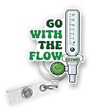 BAVAHA Go with The Flowmeter Acrylic Badge Reel for Respiratory Therapists, Nurse Lanyard, Cute RT Student Gift, ICU, Nurses Week, Med Surg, CRNA