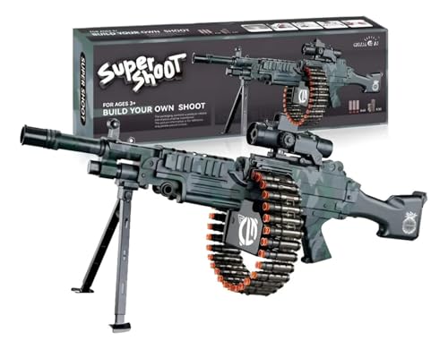 Image of Machine Gun Toy for Kids, Ripit Battle Soft Bullet Toy Gun for Boys, Automatic Target Shooting NERF Machine Gun Toy for Adults