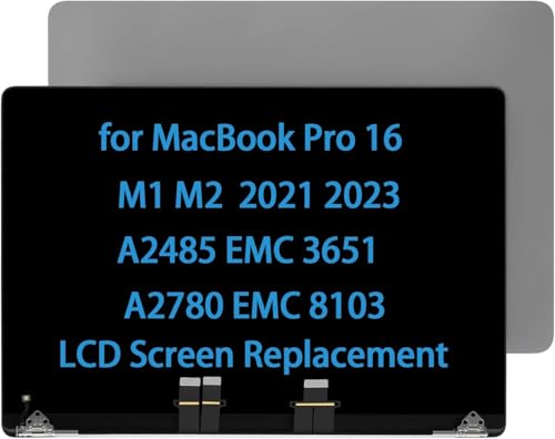 Image of 16 inch Screen Replacement for MacBook Pro M1 M2 M3 A2485 EMC 3651 A2780 EMC 8103 LCD Display Assembly 661-21968 2021 2023 MK1E3LL /A MK1H3LL /A(Space Gray)