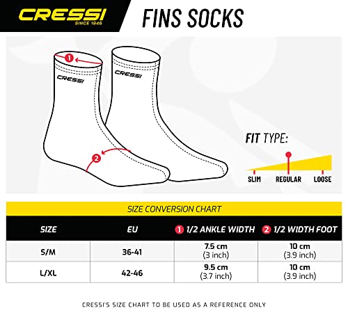 Cressi Fins Socks Black - Socken für Menschen, die in ihren Flossen leben und die perfekte Passform einer vollen Fußflosse benötigen, Schwarz, für Erwachsene Unisex