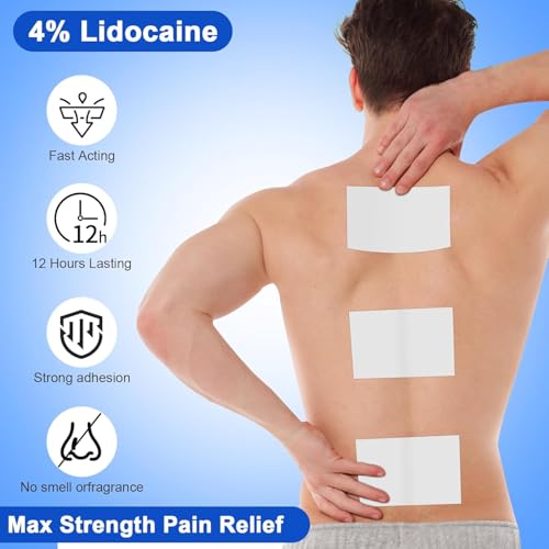 Pain Relief Patches 4% lidocaine Patches Maximum Strength , ICY hot Patch Maximum Strength Numbing Gel Patch for Back Knee Neck Joint Ache Muscle Soreness Topical Analgesic Joint supplements-20 Pieces