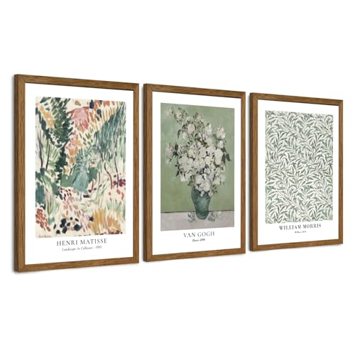 JLTULT 3 Piece Vintage Sage Green Canvas Wall Art, Van