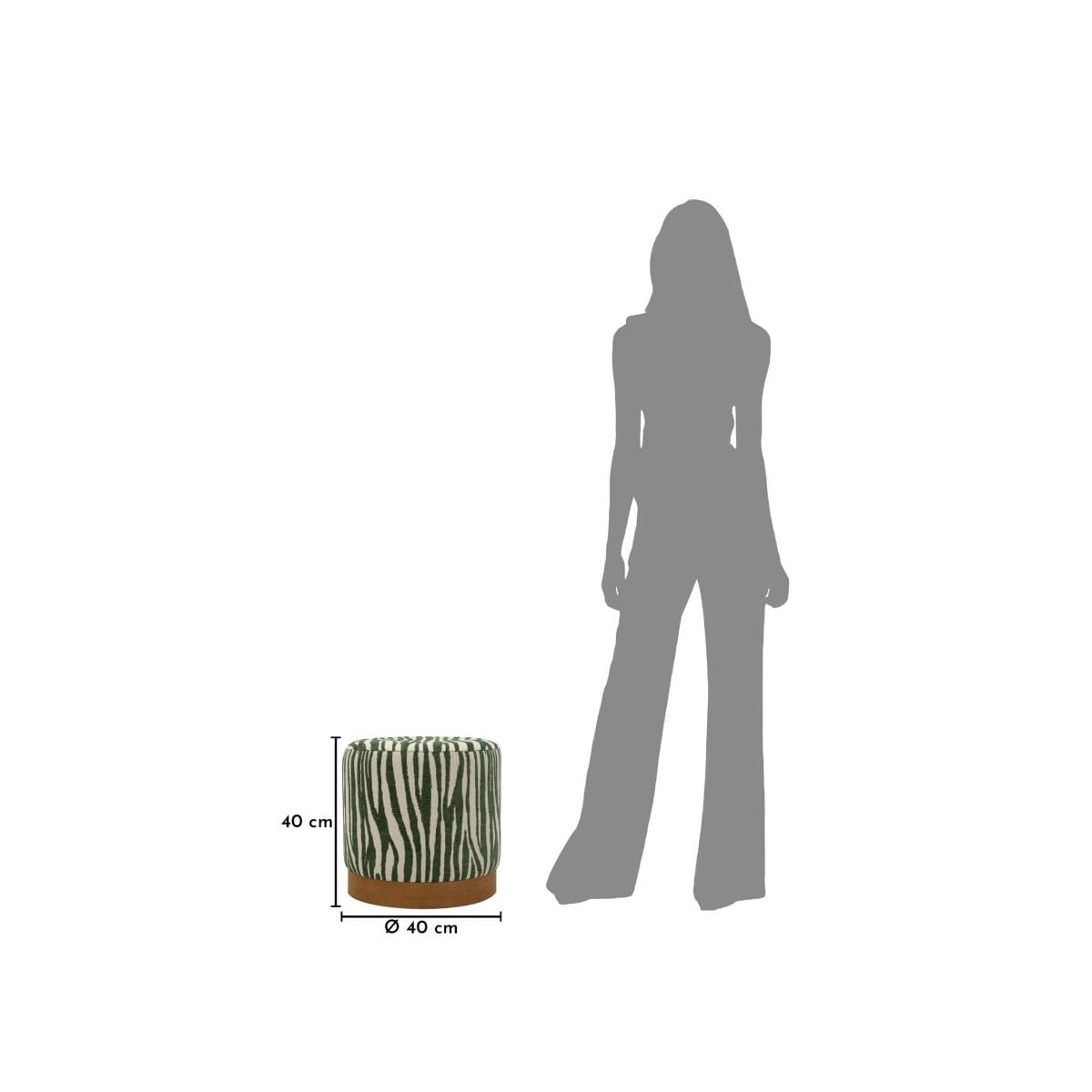 Paris Prix Pouf Imprimé Zèbre Savana 40cm Vert