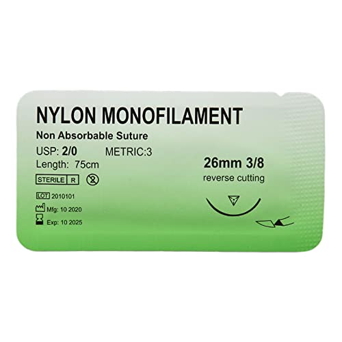 Set di Fili per Sutura, 12 Sacchi Ago Curvo per