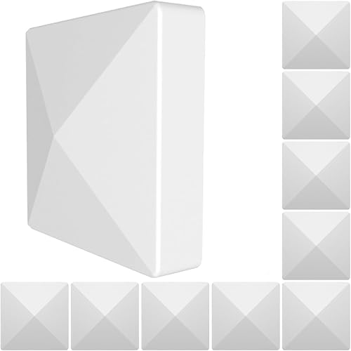 Tapones de vinilo de PVC blanco 4 x 4, diseño de pirámide decorativo (paquete de 8) para una fácil instalación y protección contra el clima