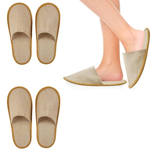 Comioke Hotelslipper, Einwegschuhe, Gästehausschuhe Set, 4 Paar Frottierslipper, Pantoffeln Herren und Damen Hausschuhe - Universalgröße, Einweg Hausschuhe Hochzeit (Größe EU 37-43,)
