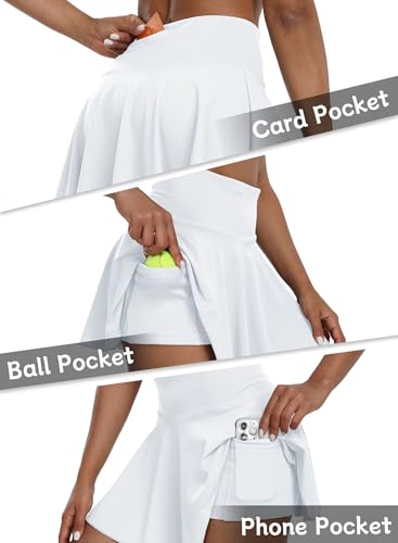 Womens Pleated Skirt High Waisted Mini Tennis Skirts for Women with Shorts Pockets Pickleball Skater Cheer Skorts4
