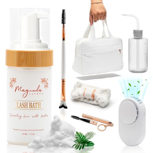 Kit de limpeza de cílios Magunda – Kit de xampu de cílios premium, limpador de extensão de cílios de