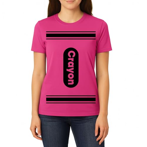 Funny Crayon Halloween Shirt, Costume T-Shirt for Women and Teens - Heliconia, Medium