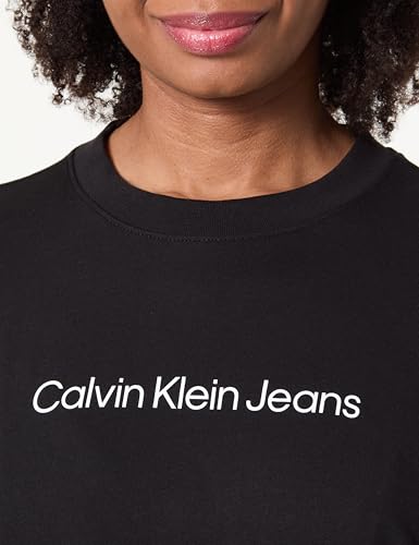 Calvin Klein Jeans T-Shirt Classica Da Donna Con Logo A- Inst. Ss LV047C912G, Nero (Nero), L, Nero (Nero), L - 2