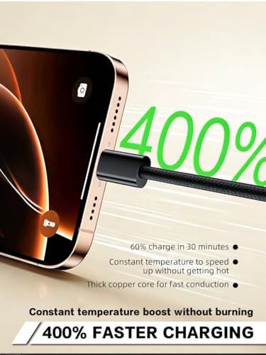Image of [6.6 ft, 2-Pack] 240W Type C USB C to C Cable for iPhone 17 Charger Fast Charging Nylon Braided Cable E-Marker Charger Cord [Black]